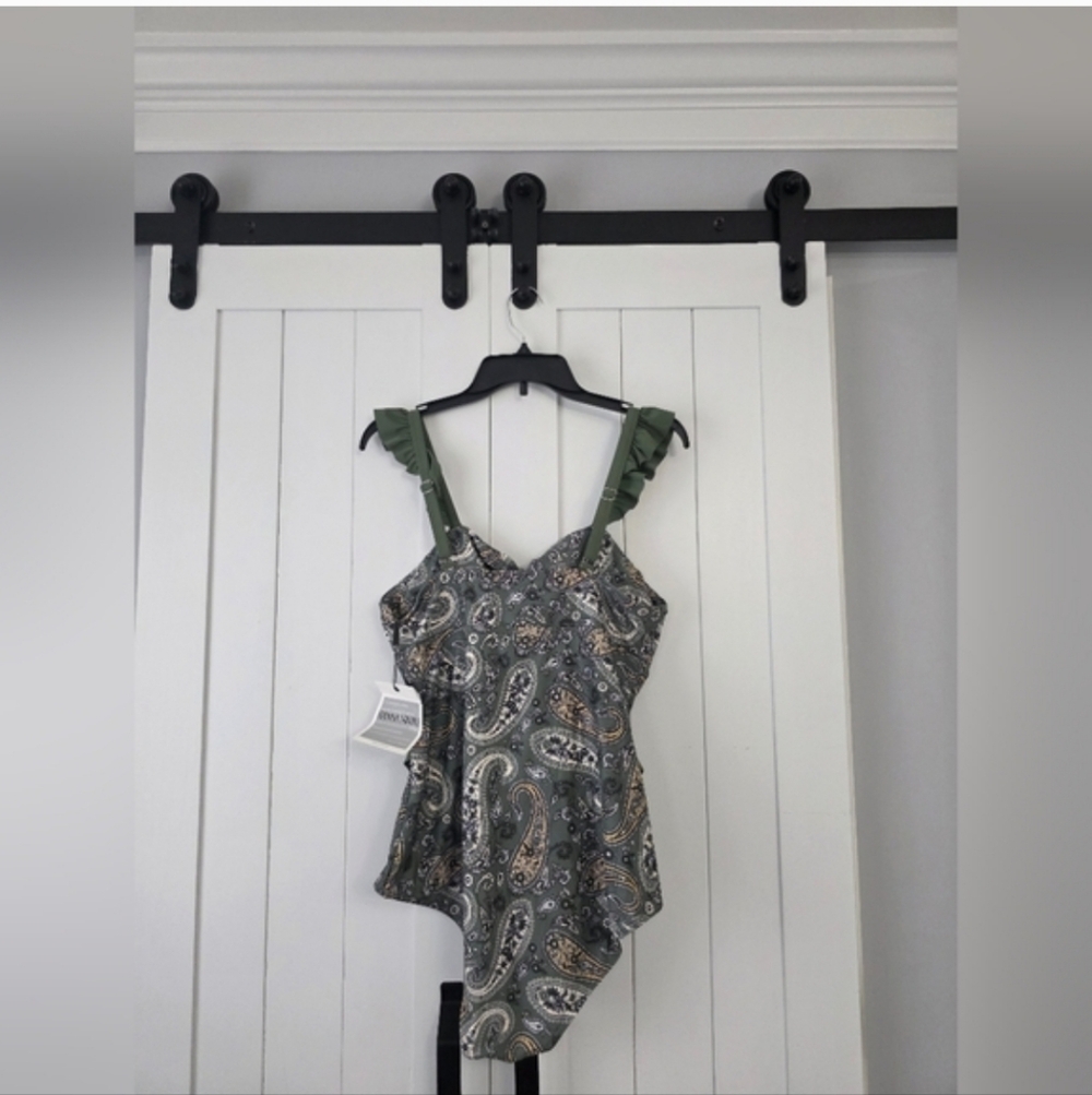 Hanna Nikole Women's Teddy V-Neck Knotted Bodice Swimwear. NEW! - Picture 2 of 7